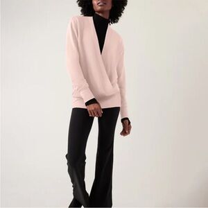 NWT Athleta Athleta Pink Orchid Purana V-
Neck Wrap Sweatshirt